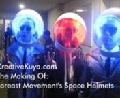 Sometime in the beginning of the year (2010) during a photoshoot for Fareast Movement ( http://www.fareastmovement.com ) the guys were holding on to their space helmets, tucked under their arm, and I thought to myself... wouldn&#39;t it be cool if they lit up?The idea was proposed to the guys, and they were all for it.I first did a preliminary mockup with regular 3V LED&#39;s, but they weren&#39;t bright enough.In the final version, I would instead go for the 12V strip led&#39;s instead, which shine much
