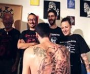 Video of a whole back tattoo done by five tattoo artist in 4 hours, performed on october 20th 2013 at the Tattooshop