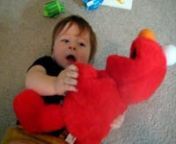 His Aunt Adie must love him a lot because she gave him her Tickle Me Elmo.He just LOVES Elmo - says his name with his