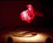 A sheet of red fabric continuously flies in and out of a vortex of air.
