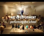 ART AS EXPERIMENT : Performing the SchoolnnArt is an experiment and schools are the most effective sites for such experimentation. Providing a space that allows for constant experimentation is one way to create a rich environment to conceive new artworks. Schools have the potential to become creative laboratories. This performance is the final presentation of an international, inter-institutional collaboration, in which a diverse group of 18 students and four educators from Tokyo University of t