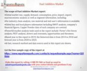 Fuel Additive report is in-depth investigation for Global market. Fuel Additive market was valued at USD XX million Global in 2018 and is forecasted to reach USD XXX million by 2024, with a CAGR of xx% during the 2018-2024. The increase in automotive sales increases the demand for gasoline and diesel and, consequently, drive the demand for fuel additives. North America is the key market for fuel additives, globally, followed by APAC and Europe. The growing demand for ultra-low sulfur diesel is e