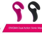 https://www.pinkcherry.com/products/enigma-dual-action-sonic-massager (in Black from PinkCherry USA) nhttps://www.pinkcherry.ca/products/enigma-dual-action-sonic-massager (in Black from PinkCherry Canada) nnENIGMA Dual Action Sonic Massager in Deep Rosenhttps://www.pinkcherry.com/products/enigma-dual-action-sonic-massager-1 (PinkCherry USA) nhttps://www.pinkcherry.ca/products/enigma-dual-action-sonic-massager-1 (PinkCherry Canada) nn-- nnBy definition, the word &#39;enigma&#39; describes a person or thi