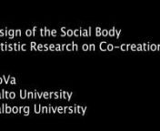 The Design of Our Social Body is an artistic research method which removes verbal language and goals—revealing the communication potential through embodiment and spatial relationships (Hayashi, 2021). This way, The Design of Our Social Body proposes an investigation of group co-creation.nnThe method draws from social arts, phenomenology, performance studies, awareness-based design and social systems transformation.nnCo-created by Ricardo Dutra &amp; Arawana Hayashi,nGuest participants: Juuso T