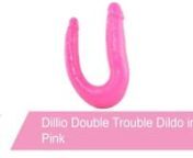 https://www.pinkcherry.com/products/dillio-double-trouble-dildo-in-hot-pink (PinkCherry US)nhttps://www.pinkcherry.ca/products/dillio-double-trouble-dildo-in-hot-pink (PinkCherry Canada)nnDramatically bent to accommodate the deepest of double penetration desires, Dillio&#39;s bright pink Double Trouble dildo features two sleek lifelike tips sized to suit vaginal and anal penetration respectively.nnShaped into a flexible curve, the Double naturally positions a larger and thicker shaft in front with a