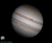 Jupiter map realised in 2011, between October 10th and October 15th, from the Pic du Midi Observatory.nnJupiter was observed with the 1 meter Telescope at the Pic du Midi observatory, and a Basler Scout Camera. Crédit : S2P / IMCCE / OPM / JL Dauvergne / Elie Rousset / Eric Meza / Philippe Tosi / François Colas / Jean Pajus / Xavi Nogués / Emil Kraaikamp