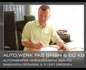 Ihr Partner für Mercedes-Benz, smart und Porsche 9ffnnPAS GmbH &amp; Co. KGnGasanstaltstr. 2n01237 DresdennnTelefon: +49 351 205667-00nTelefax: +49 351 205667-69nnEmail: info [at] autowerk . eunInternet: www.autowerk.eunnAuftraggeber: Blipp-tv GmbH &amp; Co. KGnKunde: Auto.Werk Dresdennproduziert durch: mauntix-media-productions