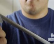 Andrew bought a set of vintage knives dating back to the 1920s. And, naturally, he wanted to sharpen the knives before using them in the field. This is the art of knife sharpening in slow motion.