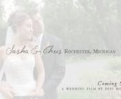 Original post located here: http://epicmotion.com/wedding-videos/sasha-chriss-wedding-trailer/nnSasha and Chris are a couple of the nicest people I’ve had the pleasure of meeting. I know, we say that about a lot of our couples, but I’m telling you it is true. From the time that we met (and I spilled my latte all over the place), they have been the most generous, kind, easy going and friendly couple I’ve had the pleasure of working with. I just felt connected with them from day one. In fact