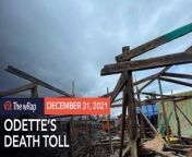 The death toll from Typhoon Odette, international name Rai, reaches 405, Friday, December 31, as officials in hard-hit provinces continue to appeal for help.&#60;br/&#62;&#60;br/&#62;Full story: https://www.rappler.com/nation/ndrrmc-report-typhoon-odette-death-toll-december-31-2021/
