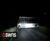 Video shows an abandoned BUS that was found horizontally blocking a main road.Dashcam footage captured the moment one driver came across the ditched vehicle on the A227 in Kent last Monday night (June 27).It is believed the bus may have been turning from neighbouring Fairseat Lane and had become stuck while performing the manoeuvre.The motorist who discovered the scene close to the village of Wrotham, Kent, said: &#92;