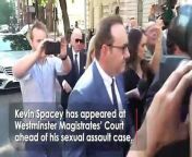 Kevin Spacey has appeared at Westminster Magistrates’ Court ahead of his sexual assault case. The actor, 62, is charged with four counts of sexual assault and one count of causing a person to engage in penetrative sexual activity without consent. Report by Burnsla. Like us on Facebook at http://www.facebook.com/itn and follow us on Twitter at http://twitter.com/itn