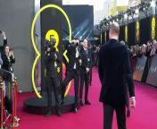 The Prince of Wales has arrived at the star-studded BAFTA Film Awards in central London as his wife Catherine still recovers from surgery. On arrival, William met with fans outside and then spoke to some of the organisers, saying he hadn’t seen as many films as last year. The prince then took his seat next Cate Blanchett and also had time to chat with David Beckham. Report by Blairm. Like us on Facebook at http://www.facebook.com/itn and follow us on Twitter at http://twitter.com/itn