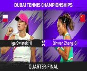 Iga Swiatek beat Australian Open finalist Qinwen Zheng in just 86 minutes to reach the semi-finals in Dubai