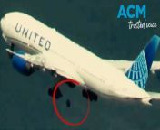 After taking off from San Francisco International Airport, a tire fell off a United Airlines flight, crushing cars where it landed before the diverted plane safely landed at LAX, originally bound for Japan.&#60;br/&#62;