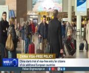 A trial allowing visa-free travel to #China from 6 more European countries starts Thursday.&#60;br/&#62;&#60;br/&#62;Citizens of #Austria, #Belgium, #Hungary, #Luxembourg, #France, #Germany, #Ireland, #Italy, the #Netherlands, #Spain and #Switzerland now no longer need a #visa for the first 15 days in China