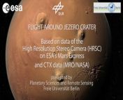 Jezero Crater is the home of NASA&#39;s Perseverance rover. See a bird&#39;s-eye view of the crater with this animated flyover created using data from ESA&#39;s Mars Express orbiter and the Mars Reconnaissance Orbiter. &#60;br/&#62;&#60;br/&#62;Credit: ESA/ DLRde / FU Berlin &amp; NASA / NASAJPL-Caltech/MSSS, Creative CommonsCC BY-SA 3.0 IGO