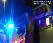On-board speed camera and body-worn video shows the moment a man who appeared to attempt to race a marked police car was stopped by officers.
