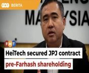 The transport minister says the ministry agreed on Nov 24 that Heitech Padu’s bid for the RM190 million contract was the lowest and most reasonable.&#60;br/&#62;&#60;br/&#62;&#60;br/&#62;Laporan Lanjut: https://www.freemalaysiatoday.com/category/nation/2024/04/17/heitech-won-jpj-contract-before-farhashs-shareholding-says-loke/ &#60;br/&#62;&#60;br/&#62;&#60;br/&#62;Free Malaysia Today is an independent, bi-lingual news portal with a focus on Malaysian current affairs.&#60;br/&#62;&#60;br/&#62;Subscribe to our channel - http://bit.ly/2Qo08ry&#60;br/&#62;------------------------------------------------------------------------------------------------------------------------------------------------------&#60;br/&#62;Check us out at https://www.freemalaysiatoday.com&#60;br/&#62;Follow FMT on Facebook: https://bit.ly/49JJoo5&#60;br/&#62;Follow FMT on Dailymotion: https://bit.ly/2WGITHM&#60;br/&#62;Follow FMT on X: https://bit.ly/48zARSW &#60;br/&#62;Follow FMT on Instagram: https://bit.ly/48Cq76h&#60;br/&#62;Follow FMT on TikTok : https://bit.ly/3uKuQFp&#60;br/&#62;Follow FMT Berita on TikTok: https://bit.ly/48vpnQG &#60;br/&#62;Follow FMT Telegram - https://bit.ly/42VyzMX&#60;br/&#62;Follow FMT LinkedIn - https://bit.ly/42YytEb&#60;br/&#62;Follow FMT Lifestyle on Instagram: https://bit.ly/42WrsUj&#60;br/&#62;Follow FMT on WhatsApp: https://bit.ly/49GMbxW &#60;br/&#62;------------------------------------------------------------------------------------------------------------------------------------------------------&#60;br/&#62;Download FMT News App:&#60;br/&#62;Google Play – http://bit.ly/2YSuV46&#60;br/&#62;App Store – https://apple.co/2HNH7gZ&#60;br/&#62;Huawei AppGallery - https://bit.ly/2D2OpNP&#60;br/&#62;&#60;br/&#62;#BeritaFMT #LokeSiewFook #FarhashWafaSalvador #HeiTech #Shareholding