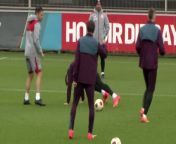 Bayer Leverkusen training ahead of trip to West Ham with 2-0 first leg lead&#60;br/&#62;&#60;br/&#62;Performance Centre, Leverkusen Germany