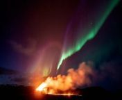 A stunning timelapse video showed a volcano in southwestern Iceland, that has erupted four times in recent months sending lava towards a nearby community, continuing to erupt.Source: Marco Di Marco, AP