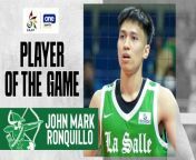 JM Ronquillo fired 21 points, all from attacks to lead the Green Spikers past UST and into a playoff vs. NU for the no. 2 spot in the Final Four.