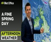 Increasing clouds, fine spring day for most – This is the Met Office UK Weather forecast for the morning of 24/04/24. Bringing you today’s weather forecast is Aidan McGivern.