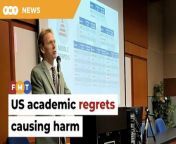 Bruce Gilley says the quote contained in his post, taken from his keynote address at a talk at UM, reflects his views alone.&#60;br/&#62;&#60;br/&#62;Read More: &#60;br/&#62;https://www.freemalaysiatoday.com/category/nation/2024/04/25/us-academic-regrets-harm-caused-by-second-holocaust-post/ &#60;br/&#62;&#60;br/&#62;Laporan Lanjut: &#60;br/&#62;https://www.freemalaysiatoday.com/category/bahasa/tempatan/2024/04/25/hantaran-holocaust-kedua-ahli-akademik-as-luas-rasa-kesal/&#60;br/&#62;&#60;br/&#62;Free Malaysia Today is an independent, bi-lingual news portal with a focus on Malaysian current affairs.&#60;br/&#62;&#60;br/&#62;Subscribe to our channel - http://bit.ly/2Qo08ry&#60;br/&#62;------------------------------------------------------------------------------------------------------------------------------------------------------&#60;br/&#62;Check us out at https://www.freemalaysiatoday.com&#60;br/&#62;Follow FMT on Facebook: https://bit.ly/49JJoo5&#60;br/&#62;Follow FMT on Dailymotion: https://bit.ly/2WGITHM&#60;br/&#62;Follow FMT on X: https://bit.ly/48zARSW &#60;br/&#62;Follow FMT on Instagram: https://bit.ly/48Cq76h&#60;br/&#62;Follow FMT on TikTok : https://bit.ly/3uKuQFp&#60;br/&#62;Follow FMT Berita on TikTok: https://bit.ly/48vpnQG &#60;br/&#62;Follow FMT Telegram - https://bit.ly/42VyzMX&#60;br/&#62;Follow FMT LinkedIn - https://bit.ly/42YytEb&#60;br/&#62;Follow FMT Lifestyle on Instagram: https://bit.ly/42WrsUj&#60;br/&#62;Follow FMT on WhatsApp: https://bit.ly/49GMbxW &#60;br/&#62;------------------------------------------------------------------------------------------------------------------------------------------------------&#60;br/&#62;Download FMT News App:&#60;br/&#62;Google Play – http://bit.ly/2YSuV46&#60;br/&#62;App Store – https://apple.co/2HNH7gZ&#60;br/&#62;Huawei AppGallery - https://bit.ly/2D2OpNP&#60;br/&#62;&#60;br/&#62;#FMTNews #BruceGilley #UM #KeynoteAddress #Controversy