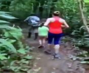 Family walks through jungle and gets a surprise from rape in jungle film