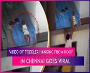 A scary video of a toddler dangling on the roof of an apartment complex In Tamil Nadu’s. Chennai has surfaced online. The incident took place in Avadi on April 28. The video of the rescue operation of the little baby has gone viral. The video shows the baby dangling from a plastic sheet covering the roof. The video also shows people holding bedsheets and positioning themselves to form a makeshift safety net to save the baby. Then, some brave neighbours climb out of a window beneath the stranded toddler and save the baby. Watch the video to know more.&#60;br/&#62;