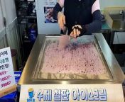 Amazing iron plate ice cream master - Oreo , Banana &amp; Blueberry Ice Cream Rolls - Korean Street Food