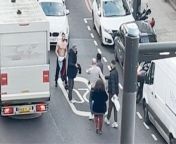 Two men were filmed taking their shirts off and fighting each other in the middle of traffic on a busy high street in ‘lawless’ London.&#60;br/&#62;&#60;br/&#62;Shocked eye-witnesses told how the thugs punched and yelled at each other, before bystanders intervened and tried to separate them.&#60;br/&#62;&#60;br/&#62;One man stayed in the road – causing passing cars and buses to honk at him – before he was eventually dragged away from the scene by his friends.&#60;br/&#62;&#60;br/&#62;The violent incident, which took place on Streatham High Road in south London, was captured on camera by local resident Kenneth Cooke.&#60;br/&#62;&#60;br/&#62;The 70-year-old was at home when he heard shouting from outside.&#60;br/&#62;&#60;br/&#62;“It was mid-afternoon, and I heard a lot of yelling going on outside,” Mr Cooke explained.&#60;br/&#62;&#60;br/&#62;“So, I looked out my window and two guys with their shirts off were punching each other in the middle of the road. &#60;br/&#62;&#60;br/&#62;“Lots of people were trying to break them up.” &#60;br/&#62;&#60;br/&#62;Mr Cooke said the pair had been separated by the time he started filming – but he did capture some of the aftermath.&#60;br/&#62;&#60;br/&#62;“They were yelling and lots of buses and cars were honking. &#60;br/&#62;&#60;br/&#62;“Eventually, one of them was dragged away by his friends – and the other guy tried to kick a motorcycle over three times before the rider pulled out what looked like a blade.&#60;br/&#62;&#60;br/&#62;“Everyone then scattered and he rode off.” &#60;br/&#62;&#60;br/&#62;Londoners have reacted with dismay to the incident, commenting their thoughts below the video which was posted on community website NextDoor.&#60;br/&#62;&#60;br/&#62;Dave Hamilton wrote: “Broken, violent Britain – no surprises here. Spineless politicians, weak sentencing, absent policing.”&#60;br/&#62;&#60;br/&#62;Elaine Chambers added: “We are slowly becoming a lawless state where people have no regard for others.”&#60;br/&#62;&#60;br/&#62;And Majella McCaffrey said: “The world’s gone mad. Especially since lockdown, people’s anger has gone through the roof.”&#60;br/&#62;&#60;br/&#62;Others questioned the reason the men had undressed, with Roy Evans commenting: “It’s shocking enough that they’re brawling.&#60;br/&#62;&#60;br/&#62;“But what’s their need to strip off?” &#60;br/&#62;&#60;br/&#62;Meanwhile, Féa Erzi tried to see the positive side of things, writing: “Well, at least no knives were involved.”