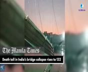 Death toll in India’s bridge collapse rises to 132&#60;br/&#62; &#60;br/&#62;Death toll in a pedestrian bridge collapse in the western Indian state of Gujarat on Monday rose to 132, local media reports quoted officials as saying. &#60;br/&#62; &#60;br/&#62;Video by: Xinhua&#60;br/&#62; &#60;br/&#62;Subscribe to The Manila Times Channel - https://tmt.ph/YTSubscribe&#60;br/&#62; &#60;br/&#62;Visit our website at https://www.manilatimes.net&#60;br/&#62; &#60;br/&#62;Follow us:&#60;br/&#62;Facebook - https://tmt.ph/facebook&#60;br/&#62;Instagram - https://tmt.ph/instagram&#60;br/&#62;Twitter - https://tmt.ph/twitter&#60;br/&#62;DailyMotion - https://tmt.ph/dailymotion&#60;br/&#62; &#60;br/&#62;Subscribe to our Digital Edition - https://tmt.ph/digital&#60;br/&#62; &#60;br/&#62;Check out our Podcasts:&#60;br/&#62;Spotify - https://tmt.ph/spotify&#60;br/&#62;Apple Podcasts - https://tmt.ph/applepodcasts&#60;br/&#62;Amazon Music - https://tmt.ph/amazonmusic&#60;br/&#62;Deezer: https://tmt.ph/deezer&#60;br/&#62;Stitcher: https://tmt.ph/stitcher&#60;br/&#62;Tune In: https://tmt.ph/tunein&#60;br/&#62;Soundcloud: https://tmt.ph/soundcloud&#60;br/&#62; &#60;br/&#62;#TheManilaTimes&#60;br/&#62;