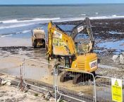 Clearing work continues on Aberaeron beach from family beach nudist