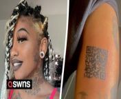 This woman had a rare QR code tattoo on her forearm. When scanned, the tattoo played a classic 1980s song, making it a truly impressive work of art.&#60;br/&#62;&#60;br/&#62;*The underlying music rights are not available for license. For use of the video with the track(s) contained therein, please contact the music publisher(s) or relevant rightsholder(s).