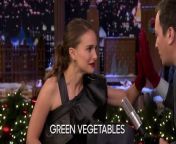 Jimmy and Natalie Portman take turns drawing random categories from a deck, then try to shout a word related to that category at the same time to jinx each other.