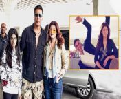 Megastar Akshay Kumar arrives at Mumbai Airport along wifey Twinkle Khanna &amp; his adorable daughter Nitara Kumar. Khiladi artist has often mentioned that he always takes out time from his super busy schedule for a sweet family vacation each time an year.