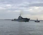 Royal Navy: Italian aircraft carrier Giuseppe Garibaldi enters Portsmouth Naval Base as another ship also arrives