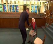 The Prince of Wales has met with 94-year-old holocaust survivor Renee Salt during a visit to the Western Marble Arch Synagogue in central London. On departure William received flowers for his wife the Princess of Wales as she recovers from surgery. Report by Blairm. Like us on Facebook at http://www.facebook.com/itn and follow us on Twitter at http://twitter.com/itn