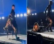 Madonna falls backwards off chair mid-song during Seattle concertSource: @douglanci