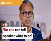 The communications minister clarifies that the government is merely seeking to provide feedback and share ideas with the speaker on goings-on in the Dewan Rakyat.&#60;br/&#62;&#60;br/&#62;&#60;br/&#62;Read More: https://www.freemalaysiatoday.com/category/nation/2024/03/10/cabinet-cant-tell-speaker-what-to-do-says-fahmi/ &#60;br/&#62;&#60;br/&#62;Laporan Lanjut: https://www.freemalaysiatoday.com/category/bahasa/tempatan/2024/03/10/kabinet-tiada-kuasa-arah-speaker-kata-fahmi/&#60;br/&#62;&#60;br/&#62;Free Malaysia Today is an independent, bi-lingual news portal with a focus on Malaysian current affairs.&#60;br/&#62;&#60;br/&#62;Subscribe to our channel - http://bit.ly/2Qo08ry&#60;br/&#62;------------------------------------------------------------------------------------------------------------------------------------------------------&#60;br/&#62;Check us out at https://www.freemalaysiatoday.com&#60;br/&#62;Follow FMT on Facebook: https://bit.ly/49JJoo5&#60;br/&#62;Follow FMT on Dailymotion: https://bit.ly/2WGITHM&#60;br/&#62;Follow FMT on X: https://bit.ly/48zARSW &#60;br/&#62;Follow FMT on Instagram: https://bit.ly/48Cq76h&#60;br/&#62;Follow FMT on TikTok : https://bit.ly/3uKuQFp&#60;br/&#62;Follow FMT Berita on TikTok: https://bit.ly/48vpnQG &#60;br/&#62;Follow FMT Telegram - https://bit.ly/42VyzMX&#60;br/&#62;Follow FMT LinkedIn - https://bit.ly/42YytEb&#60;br/&#62;Follow FMT Lifestyle on Instagram: https://bit.ly/42WrsUj&#60;br/&#62;Follow FMT on WhatsApp: https://bit.ly/49GMbxW &#60;br/&#62;------------------------------------------------------------------------------------------------------------------------------------------------------&#60;br/&#62;Download FMT News App:&#60;br/&#62;Google Play – http://bit.ly/2YSuV46&#60;br/&#62;App Store – https://apple.co/2HNH7gZ&#60;br/&#62;Huawei AppGallery - https://bit.ly/2D2OpNP&#60;br/&#62;&#60;br/&#62;#FMTNews #Cabinet #Speaker #DewanRakyat #FahmiFadzil