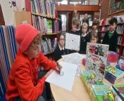 Shrewsbury&#39;s very own Doodle Boy was in school for World Book day to inspire the pupils and also open the schools new library.