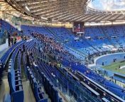 Brighton and Hove Albion fans were in the Stadio Olimpico early for the Europa League last 16 tie against Roma.&#60;br/&#62;They welcomed the players onto the pitch and were in fine voice.