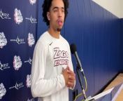 Gonzaga point guard Ryan Nembhard met with the media after the 2024 NCAA Tournament bracket was revealed.