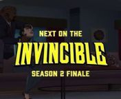 Invincible 2x08 I Thought You Were Stronger - Next on Season 2 Episode 8 - Promo Trailer HD - Season finale - Plot synopsis: Angstrom sends Mark to many alternate dimensions in order to torture him. Debbie attacks Angstrom, who breaks her arm. Enraged by this, Mark beats Angstrom into a bloody mess, killing him but stranding him in a desolate dimension. Distraught by his actions, Mark is eventually rescued by a future version of the Guardians of the Globe from his own dimension, who send him home. The Immortal discovers that the original Kate is alive and in hiding and reunites with her, while two archaeologists uncover the tomb of Ka-Hor. At the urging of her future-self, Mark meets with Eve but is unable to admit his feelings for her. Allen is sent to the Viltrumite prison Nolan is held, and proposes he join the fight against them. Nolan reveals his guilt for his actions, and admits that he misses Debbie.