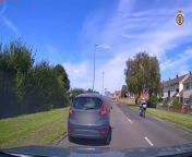 Dashcam footage shows the moment a road rage driver speeds through streets near houses before angrily jumping from his car and confronting another motorist.