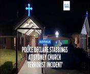Authorities in Sydney have arrested a 16-year-old following a knife attack that injured a bishop and a priest during a church service, declaring the incident an act of terrorism with a suspected religious motive.