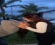 This girl attempted a viral social media trend with her friend. She tripped and fell over to the side after losing her balance as she spun.&#60;br/&#62;&#60;br/&#62;*The underlying music rights are not available for license. For use of the video with the track(s) contained therein, please contact the music publisher(s) or relevant rightsholder(s).”