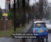 Shocking footage shows the moment a driver crashed into a hedge at 80mph - while he was ten times over the legal limit for cocaine. &#60;br/&#62;&#60;br/&#62;Paul Rudkin, from Haywards Heath, West Sussex, was sentenced to 10 months in jail and has been banned from driving for three years.