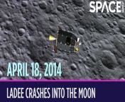 On April 18, 2014, NASA&#39;s Lunar Atmosphere and Dust Environment Explorer, also known as LADEE, ended its mission by crashing into the moon. [‘On This Day in Space’ Video Series on Space.com]&#60;br/&#62;&#60;br/&#62;LADEE had spent seven months orbiting the moon and studying its exosphere. The exosphere is a thin layer of gas that&#39;s kind of like an atmosphere, but the molecules are more spread out and are definitely not breathable. LADEE conducted a lunar dust experiment in which it collected and analyzed the dust particles floating around in the exosphere. This experiment was intended to help NASA solve the mystery behind the faint glow Apollo astronauts reported seeing on the lunar horizon. LADEE discovered neon in the exosphere, but it wasn&#39;t enough to account for the glow, and the mystery remains unsolved. When LADEE ran out of fuel, NASA intentionally crashed it into into the lunar surface. It was traveling 3,600 miles per hour during the crash and created a crater almost 10 feet wide.